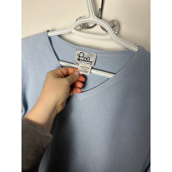 Vintage Lilly Pulitzer Light Blue Cotton V-neck Breathable Classic Sweater Small - Picture 2 of 5